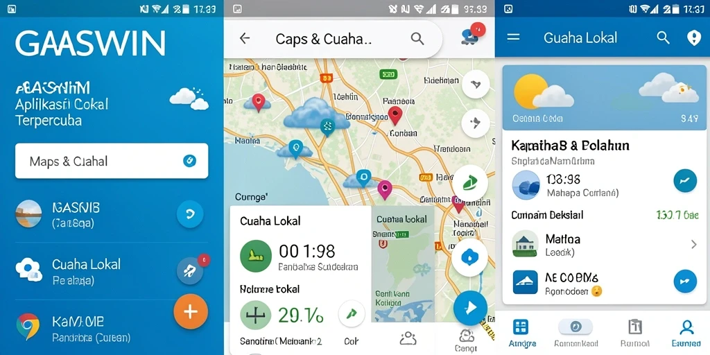 Tampilan antarmuka GASWIN menampilkan informasi cuaca lokal yang jelas dan informatif.