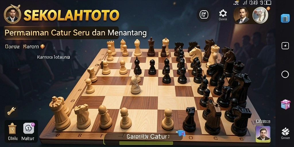 Tampilan antarmuka SEKOLAHTOTO saat bermain catur yang interaktif.